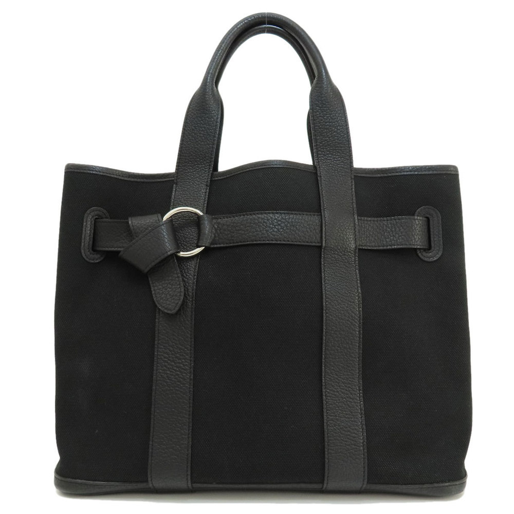 Hermes Petite Centure Black Silver Metal Fittings Tote Bag Canvas
